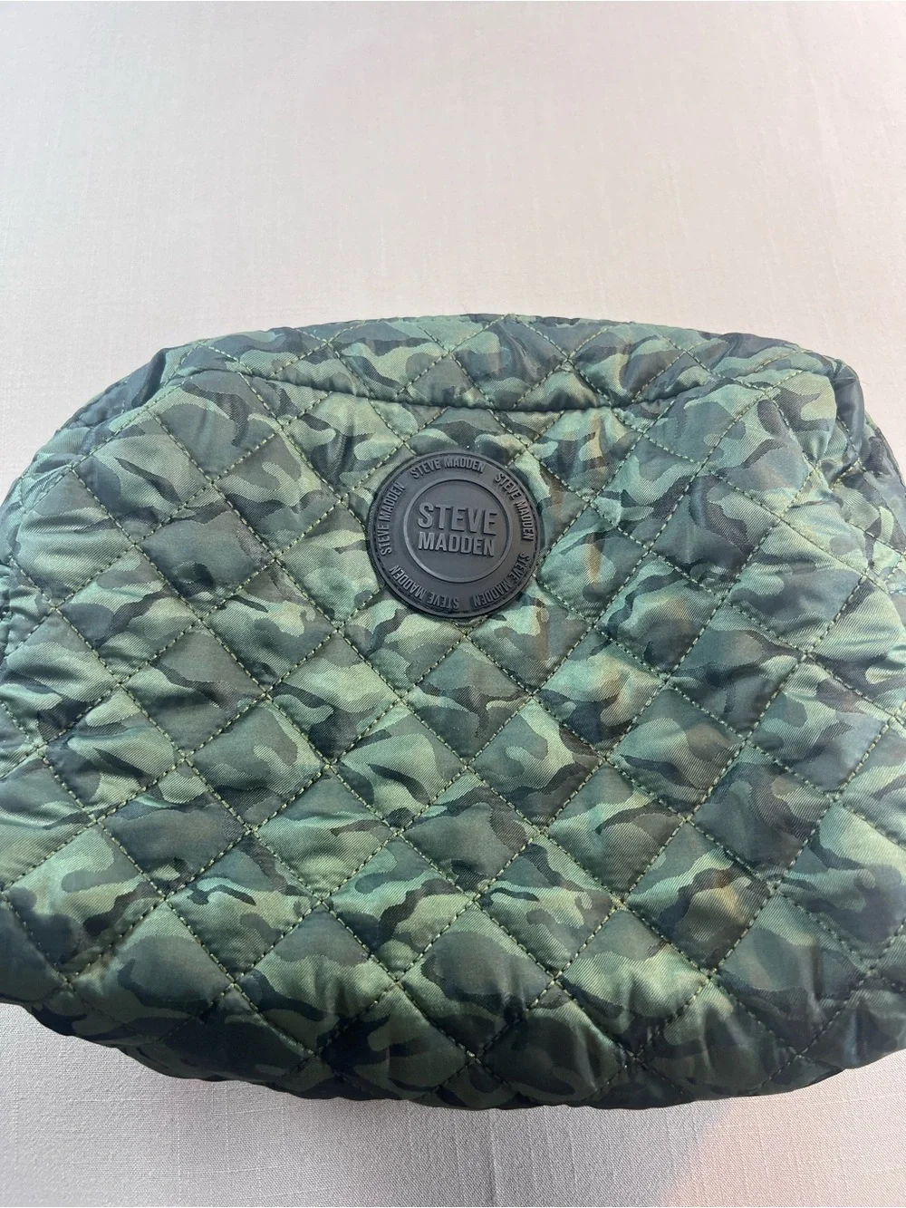 Steve Madden Large Quilted Camo Cosmetic Bag Travel Toiletry Organizer
